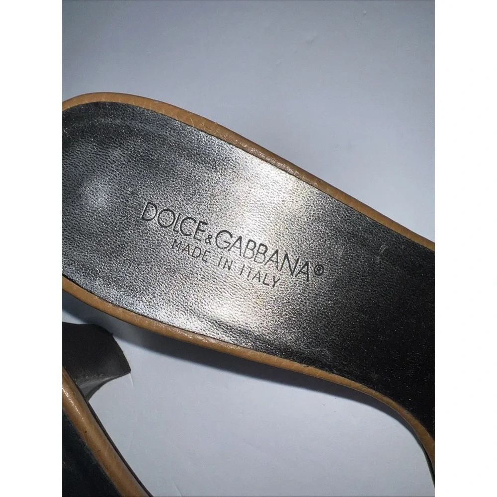 Dolce Gabbana Women Leather Walnut Monk Sandals Mules Size 39 - Picture 2 of 9